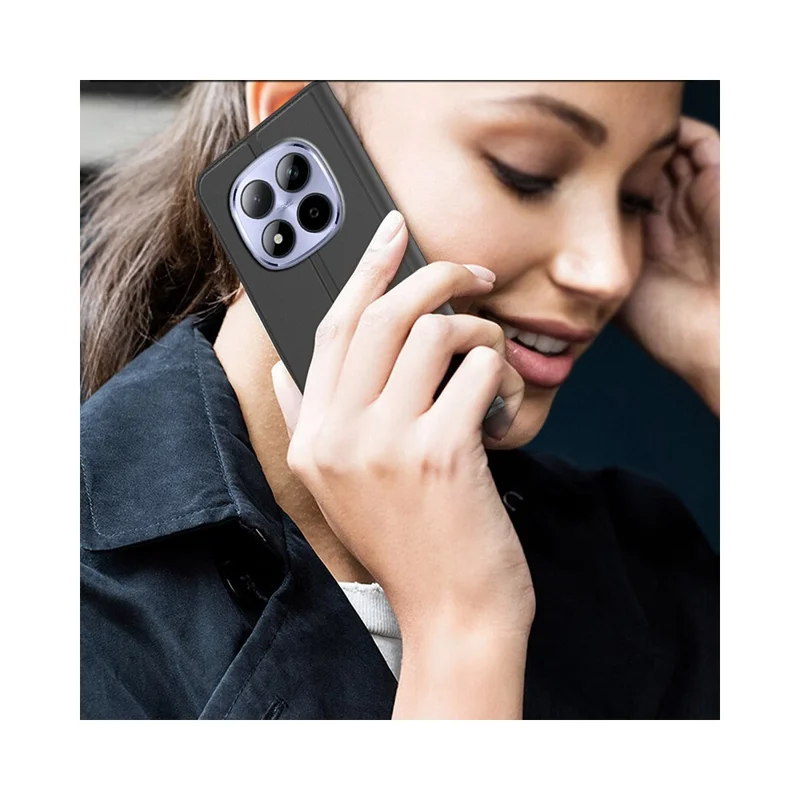 Xiaomi Redmi Note 15 Pro+ 5G Custodia in Pelle PU con Porta Carte e Supporto - Nero