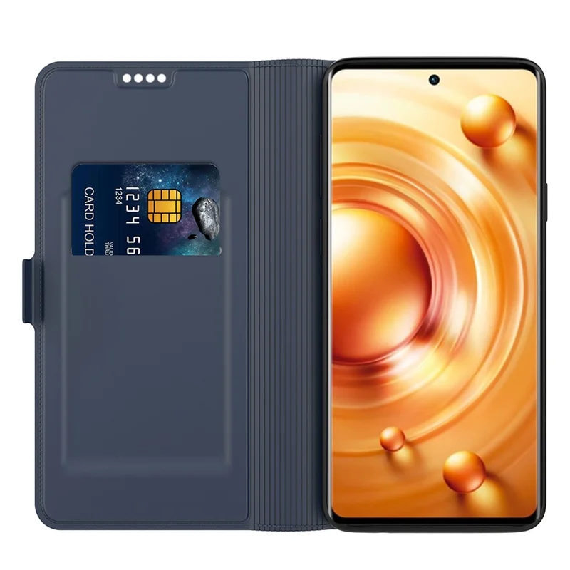 For vivo V60 Lite 5G Case Shockproof TPU Inner Shell Leather Phone Cover Card Slot - Blue
