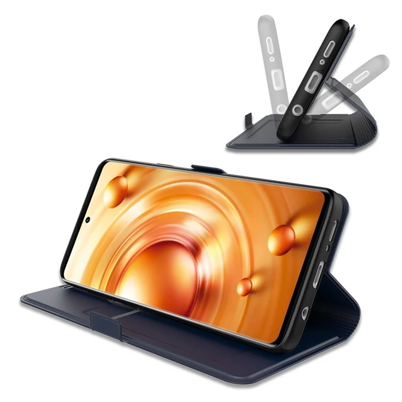For vivo V60 Lite 5G Case Shockproof TPU Inner Shell Leather Phone Cover Card Slot - Blue
