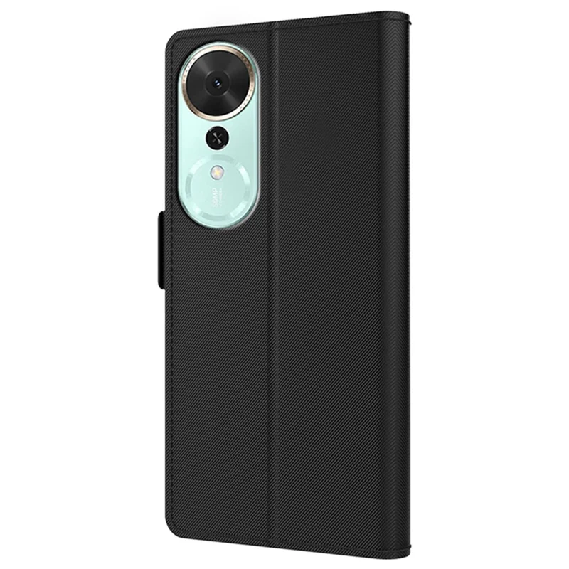 For Honor Play 70 Plus 5G Case Stand PU Leather Phone Cover Card Holder Mirror - Black