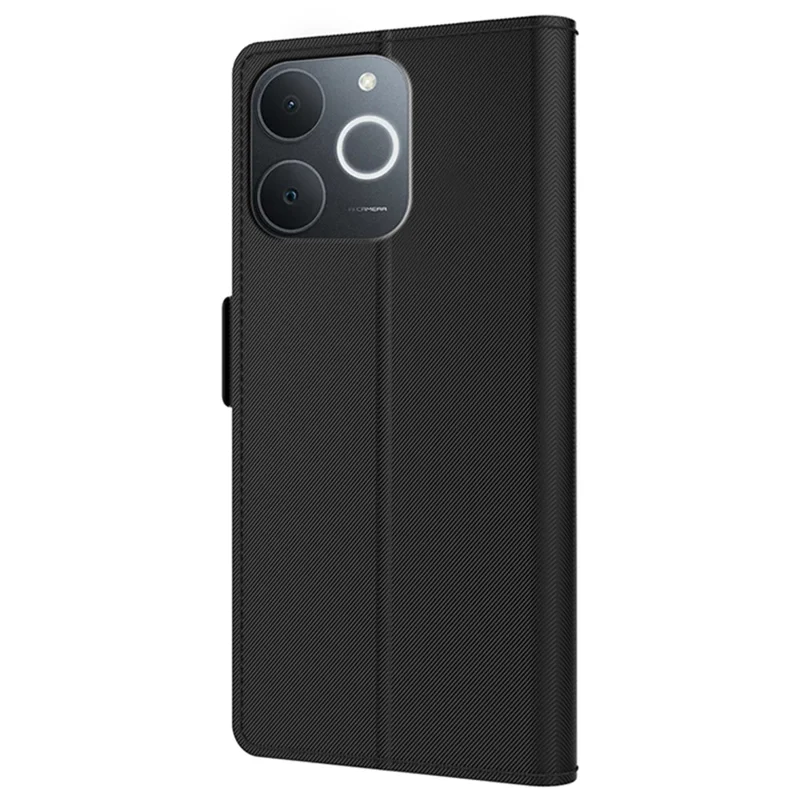 For Realme Note 70T 4G / Narzo 80 Lite 4G Case Stand PU Leather Phone Cover Card Holder Mirror - Black