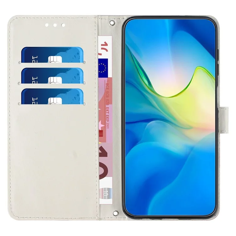 Marble Pattern Printing Phone Cover For Samsung Galaxy S23, PU Leather Foldable Stand Flip Wallet Case with Strap - Purple