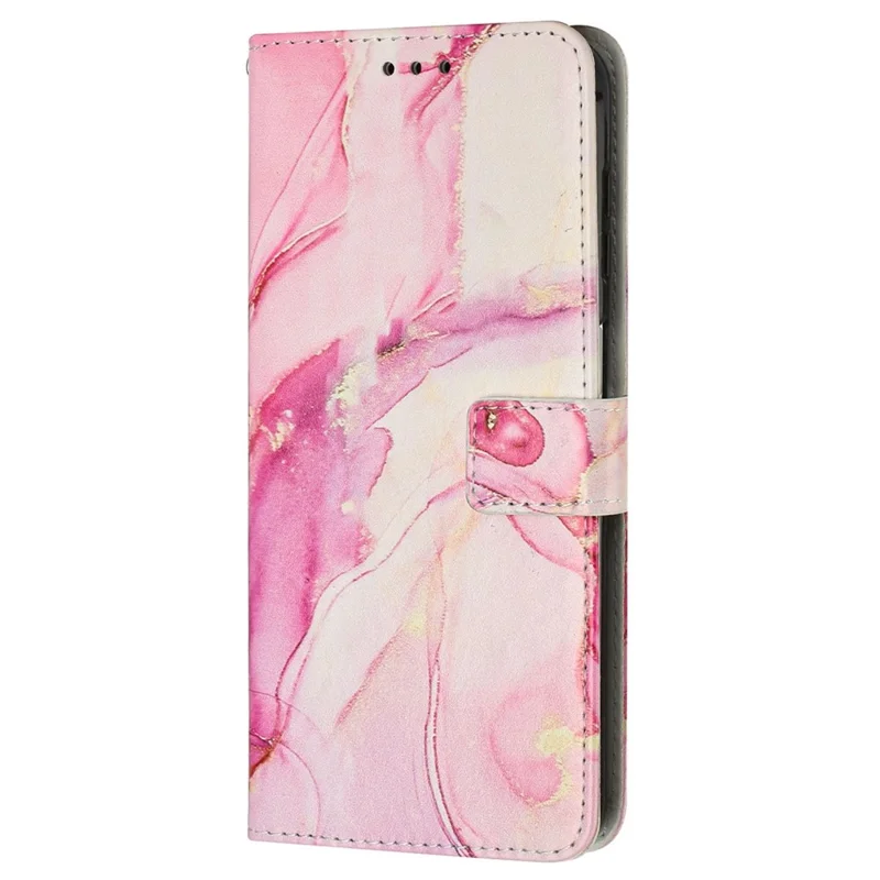 Custodia per telefono con stampa a motivo marmoreo per Samsung Galaxy S23, in pelle sintetica PU con supporto pieghevole e portafoglio con chiusura - Oro Rosa