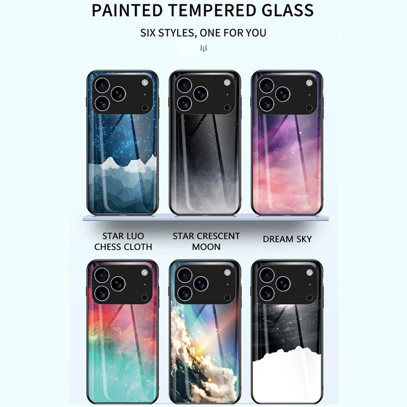 For iPhone 17 Pro Max Case Starry Sky Pattern Tempered Glass Phone Cover - Bright Starry Sky