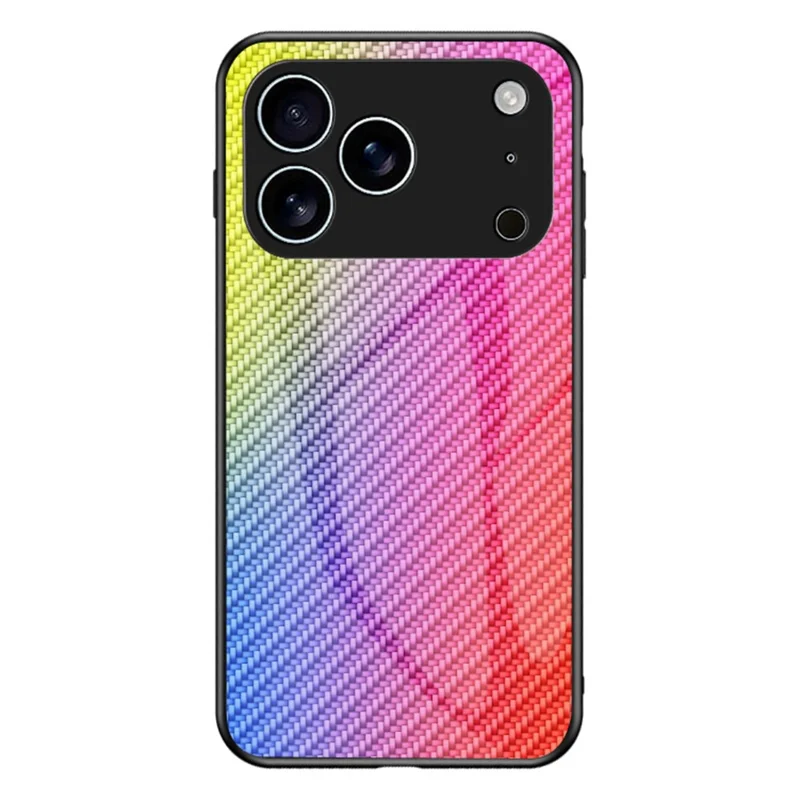 For iPhone 17 Pro Max Hoes Tempered Glass Stootvaste Telefoonhoes - Kleurrijke Vezel