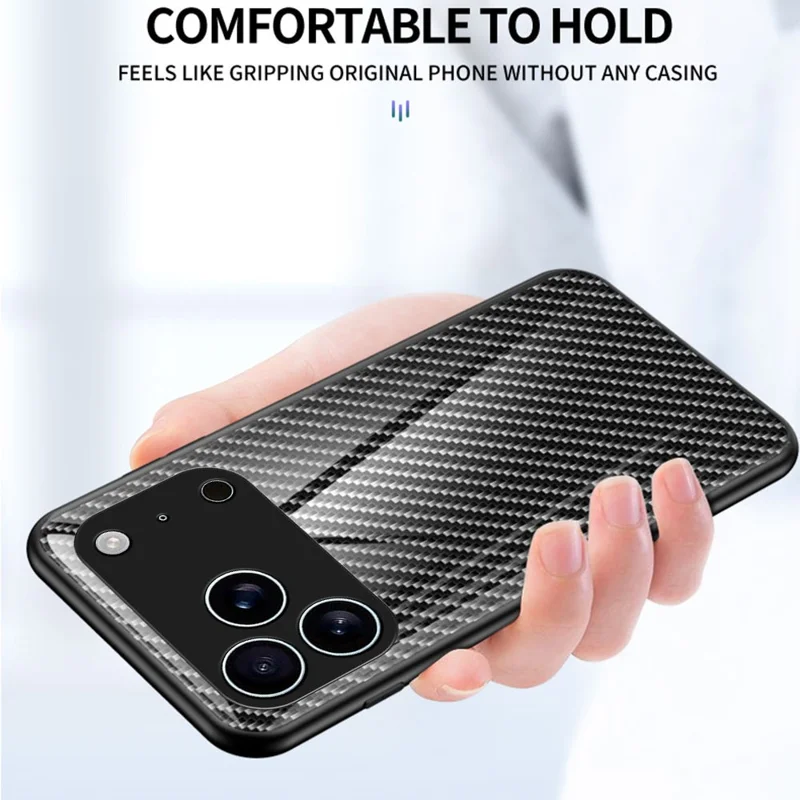 For iPhone 17 Pro Max Hoes Tempered Glass Stootvaste Telefoonhoes - Kleurrijke Vezel