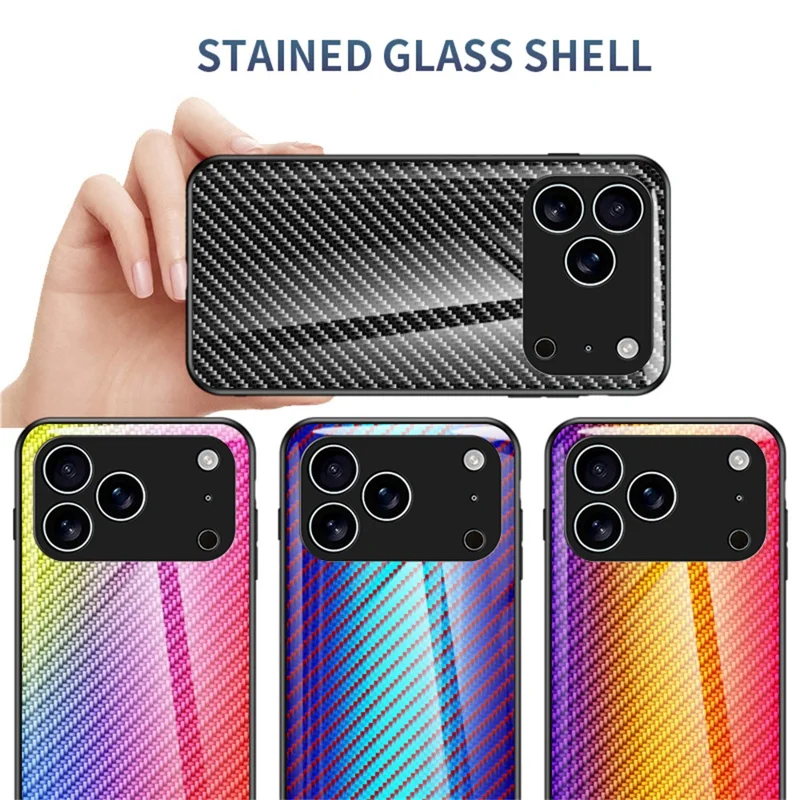 For iPhone 17 Pro Max Hoes Tempered Glass Stootvaste Telefoonhoes - Kleurrijke Vezel