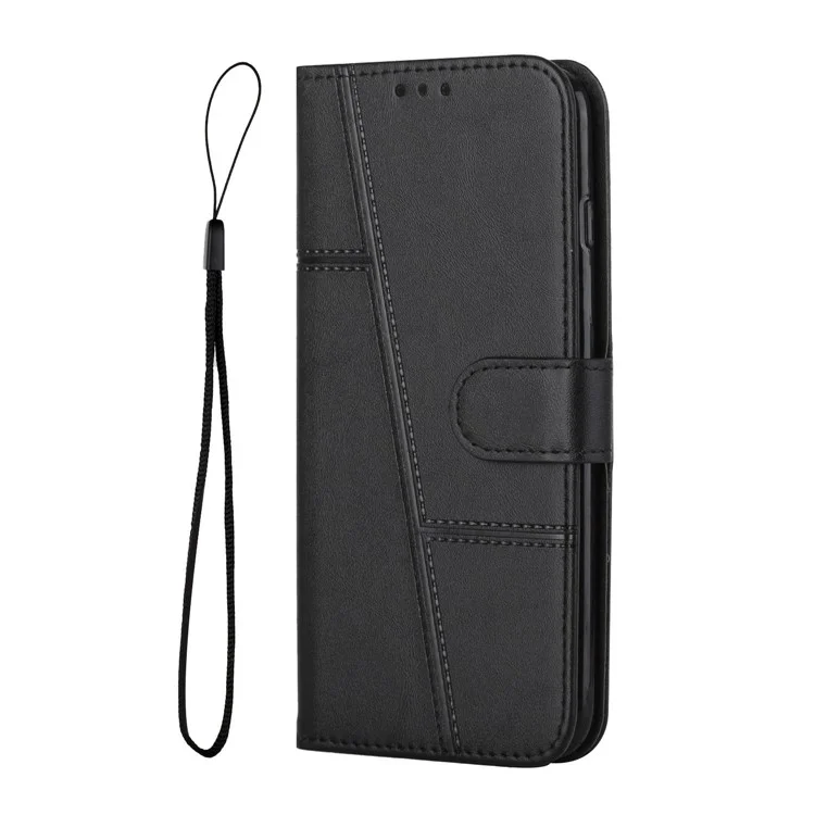 Для Samsung Galaxy A23e / A23s Шичка Кожаной Подставки PU Shock -resean Shoplet Inner TPU Phone Cope с Ремешком - Черный