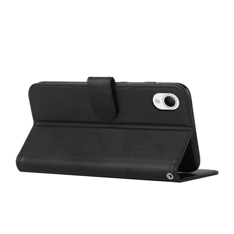 Для Samsung Galaxy A23e / A23s Шичка Кожаной Подставки PU Shock -resean Shoplet Inner TPU Phone Cope с Ремешком - Черный