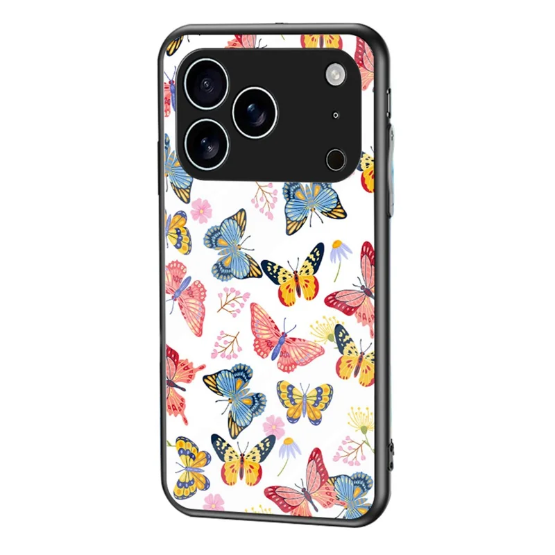 Obudowa na iPhone 17 Pro Max z Motywem Motyla, TPU + Szkło Hartowane, Ochronna Obudowa Telefoniczna - Kolorowy Motyl