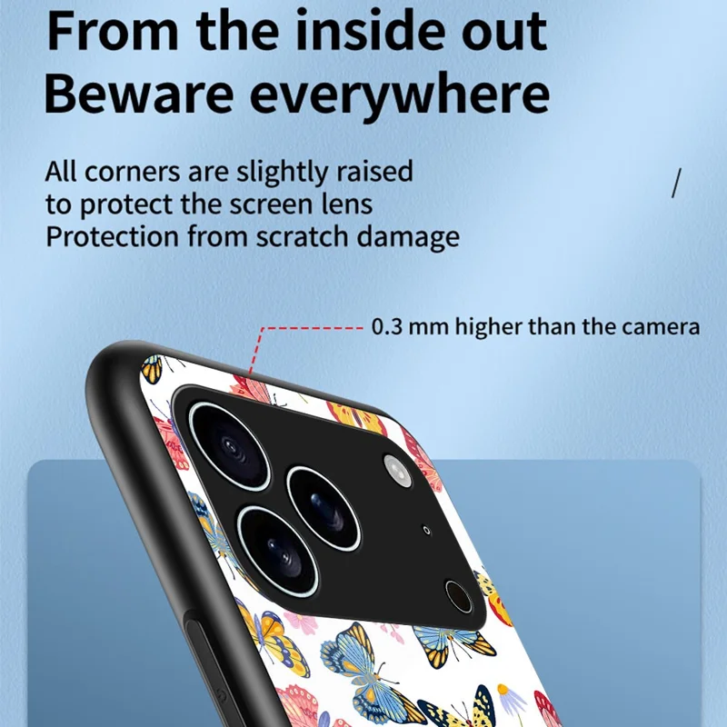 Obudowa na iPhone 17 Pro Max z Motywem Motyla, TPU + Szkło Hartowane, Ochronna Obudowa Telefoniczna - Kolorowy Motyl