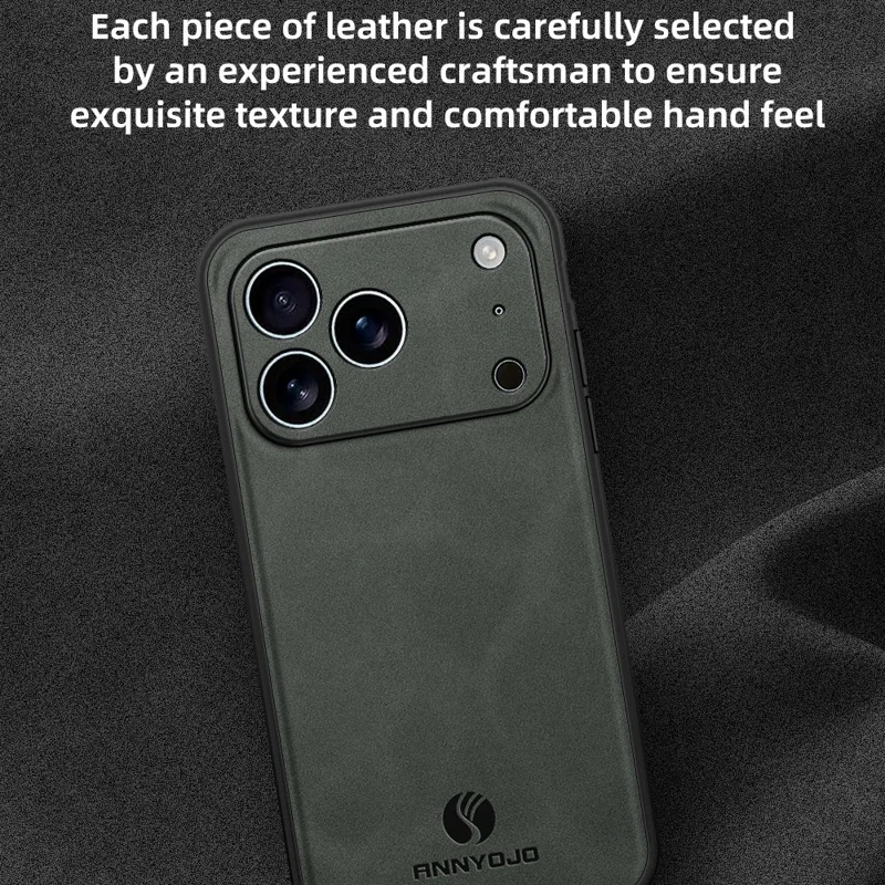 ANNYOJO Für iPhone 17 Pro Hülle PU-Leder + PC + TPU Anti-Drop Handy-Rückseite - Grau