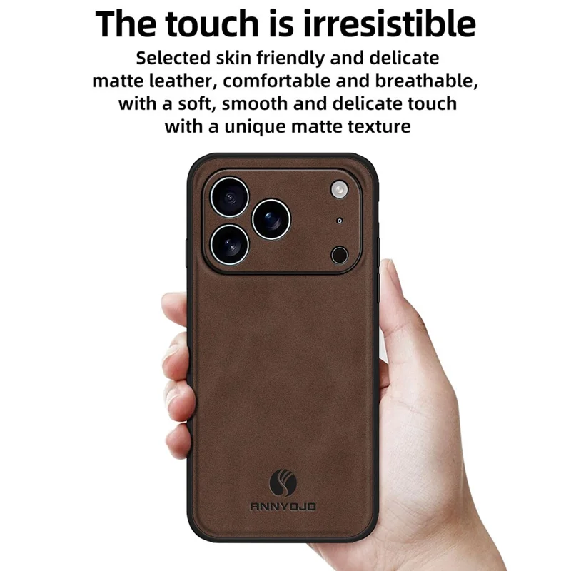 ANNYOJO Für iPhone 17 Pro Hülle PU-Leder + PC + TPU Anti-Drop Handy-Rückseite - Grau