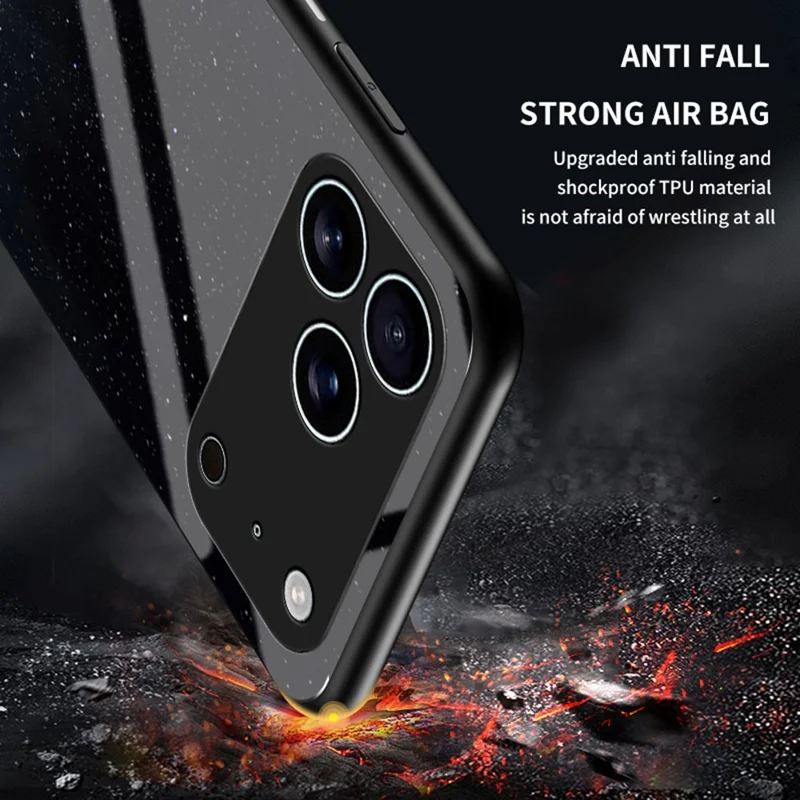 For iPhone 17 Pro Case Starry Sky Pattern Tempered Glass Phone Cover - Color Starry Sky