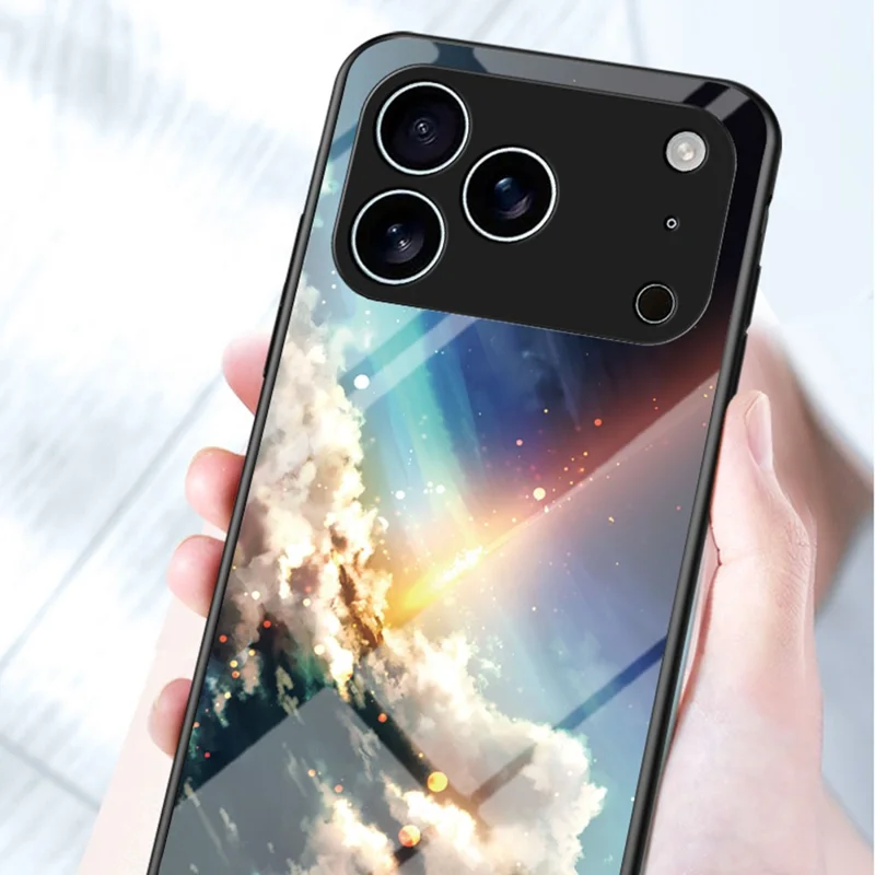 For iPhone 17 Pro Case Starry Sky Pattern Tempered Glass Phone Cover - Color Starry Sky