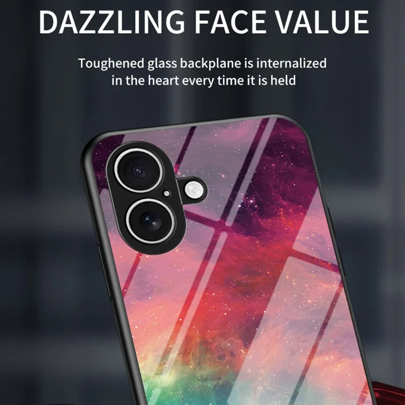 For iPhone 17 Case Starry Sky Pattern Tempered Glass Phone Cover - Color Starry Sky