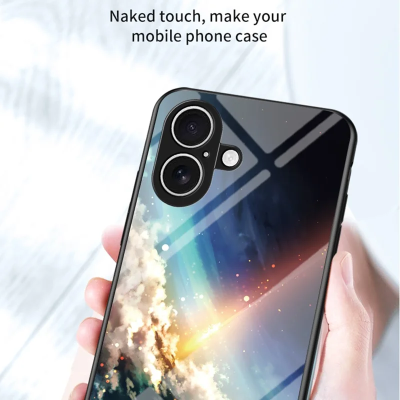 For iPhone 17 Case Starry Sky Pattern Tempered Glass Phone Cover - Color Starry Sky
