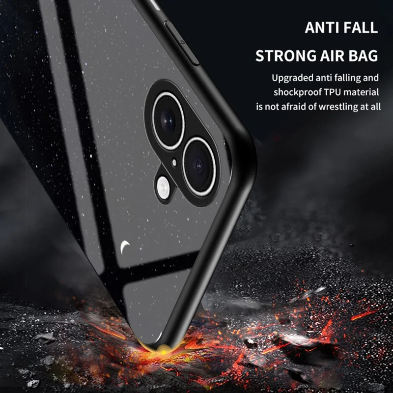 For iPhone 17 Case Starry Sky Pattern Tempered Glass Phone Cover - Color Starry Sky