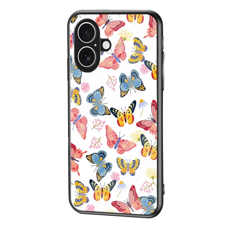 For iPhone 17 Case Butterfly Pattern TPU + Tempered Glass Protective Phone Cover - Colorful Butterfly