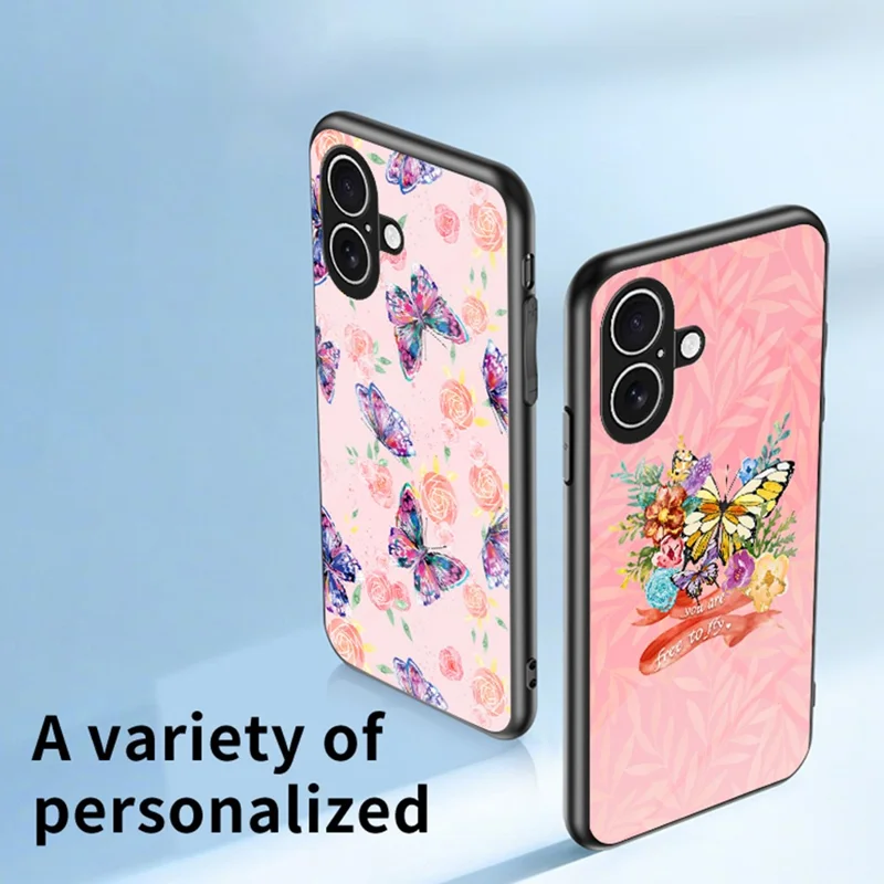 For iPhone 17 Case Butterfly Pattern TPU + Tempered Glass Protective Phone Cover - Colorful Butterfly