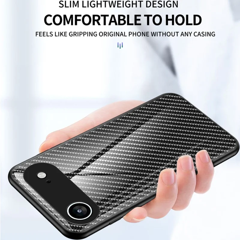 For iPhone Air Case Tempered Glass Shockproof Phone Cover - Black Fiber