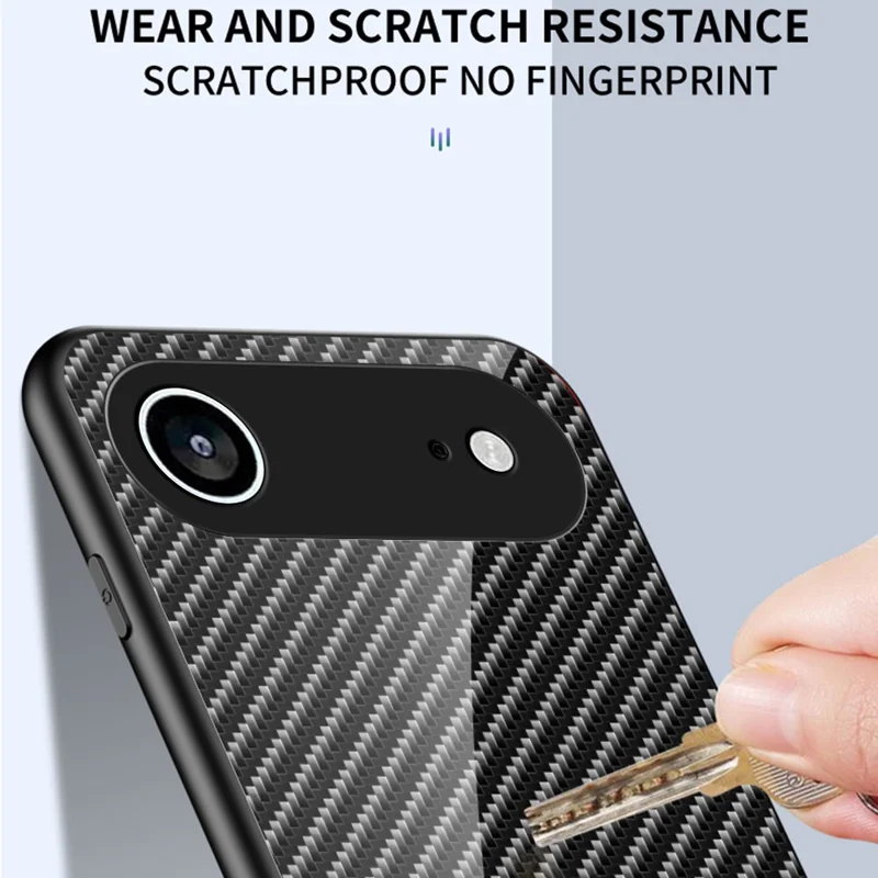 For iPhone Air Case Tempered Glass Shockproof Phone Cover - Black Fiber