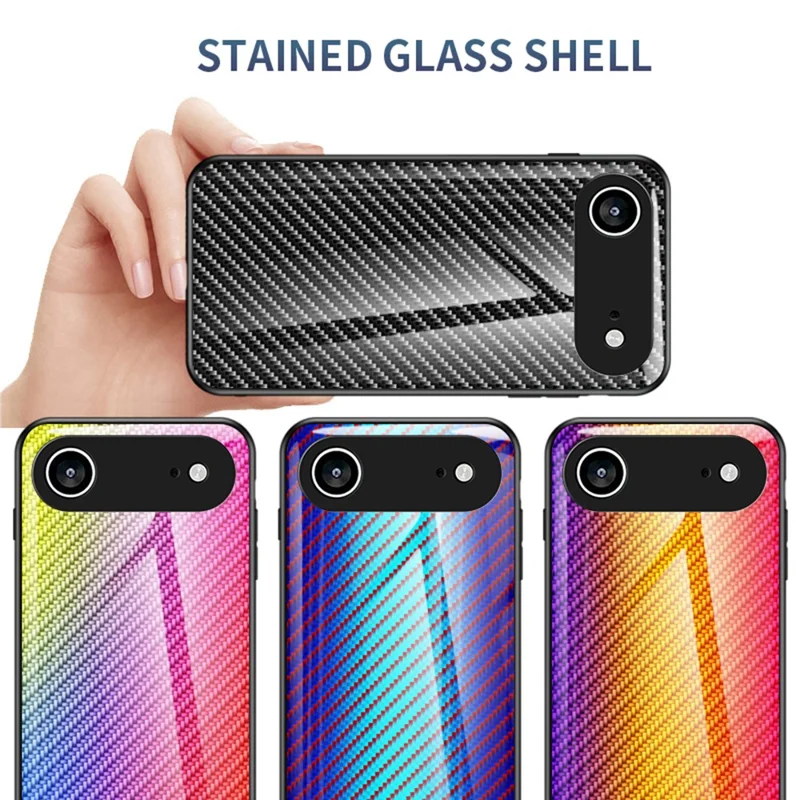 For iPhone Air Case Tempered Glass Shockproof Phone Cover - Black Fiber