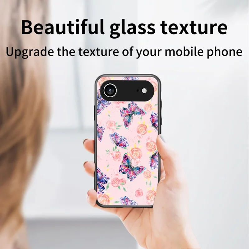 For iPhone Air Case Butterfly Pattern TPU + Tempered Glass Protective Phone Cover - Colorful Butterfly