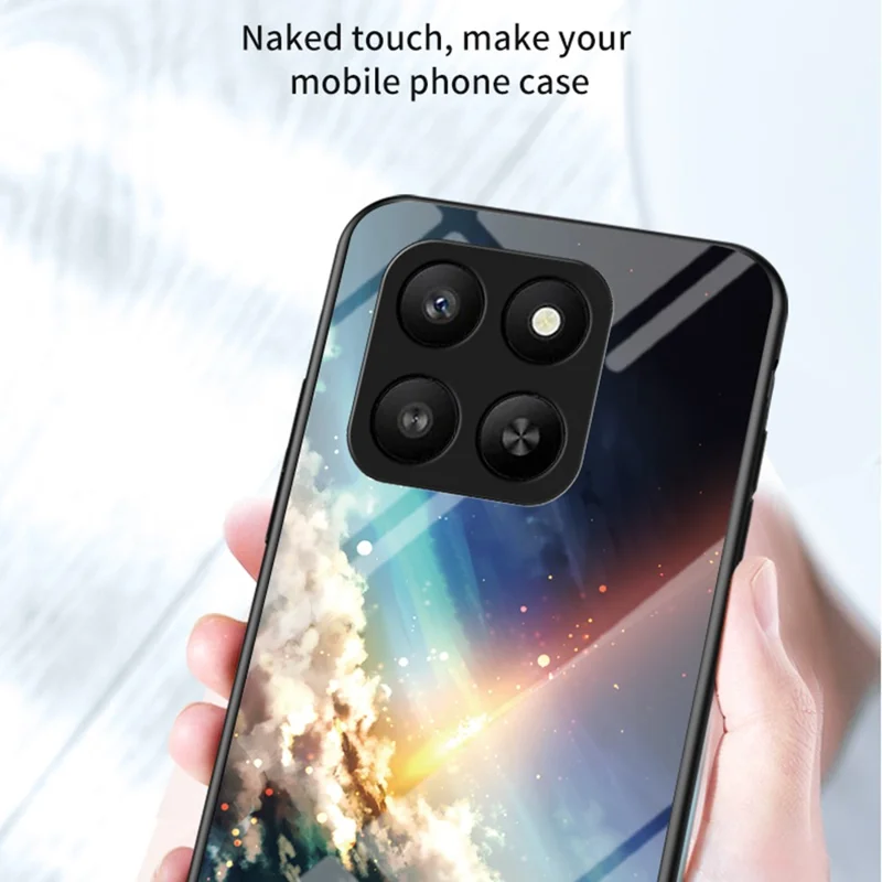 For Honor 400 Smart 5G  /  X7d 4G Case Starry Sky Pattern Tempered Glass Phone Cover - Color Starry Sky