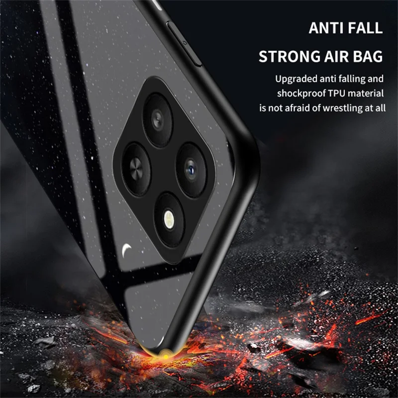 For Honor 400 Smart 5G  /  X7d 4G Case Starry Sky Pattern Tempered Glass Phone Cover - Color Starry Sky