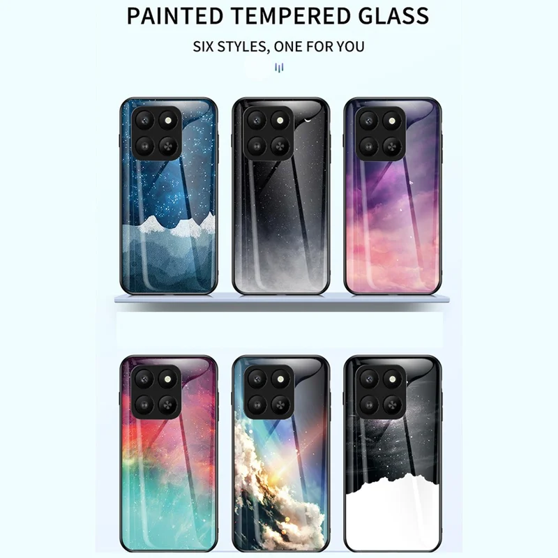 For Honor 400 Smart 5G  /  X7d 4G Case Starry Sky Pattern Tempered Glass Phone Cover - Color Starry Sky