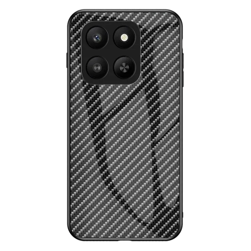 For Honor 400 Smart 5G / 4G / X7d 4G Case Tempered Glass Shockproof Phone Cover - Black Fiber