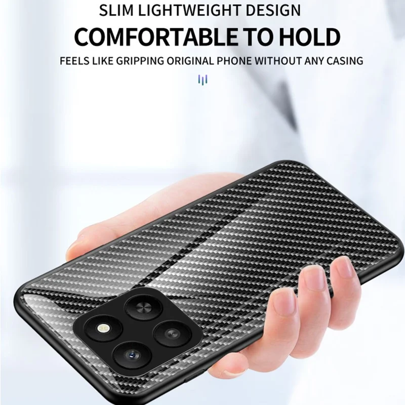 For Honor 400 Smart 5G / 4G / X7d 4G Case Tempered Glass Shockproof Phone Cover - Black Fiber