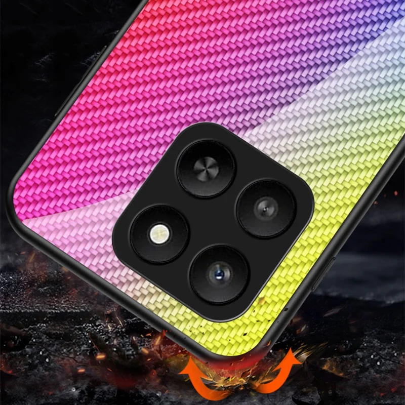 For Honor 400 Smart 5G / 4G / X7d 4G Case Tempered Glass Shockproof Phone Cover - Black Fiber