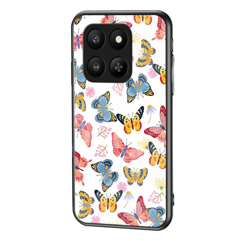 For Honor 400 Smart 5G / X7d 4G Case Butterfly Pattern TPU + Tempered Glass Protective Phone Cover - Colorful Butterfly