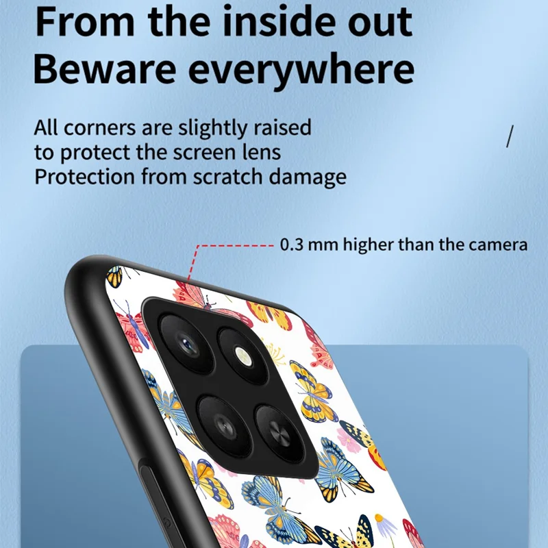 For Honor 400 Smart 5G / X7d 4G Case Butterfly Pattern TPU + Tempered Glass Protective Phone Cover - Colorful Butterfly