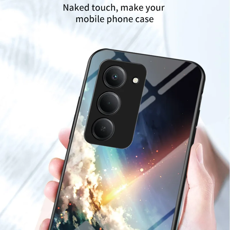 For Xiaomi Redmi 15 5G (Global) (169mm) Case Starry Sky Pattern Tempered Glass Phone Cover - Starry Crescent Moon