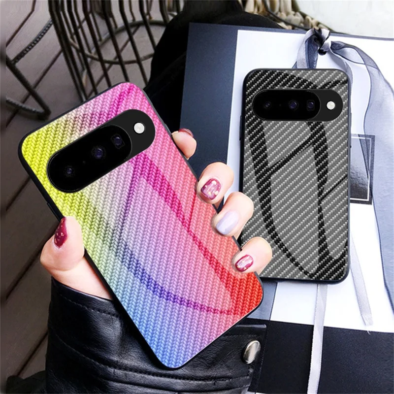 For Google Pixel 10 Case Tempered Glass Shockproof Phone Cover - Colorful Fiber