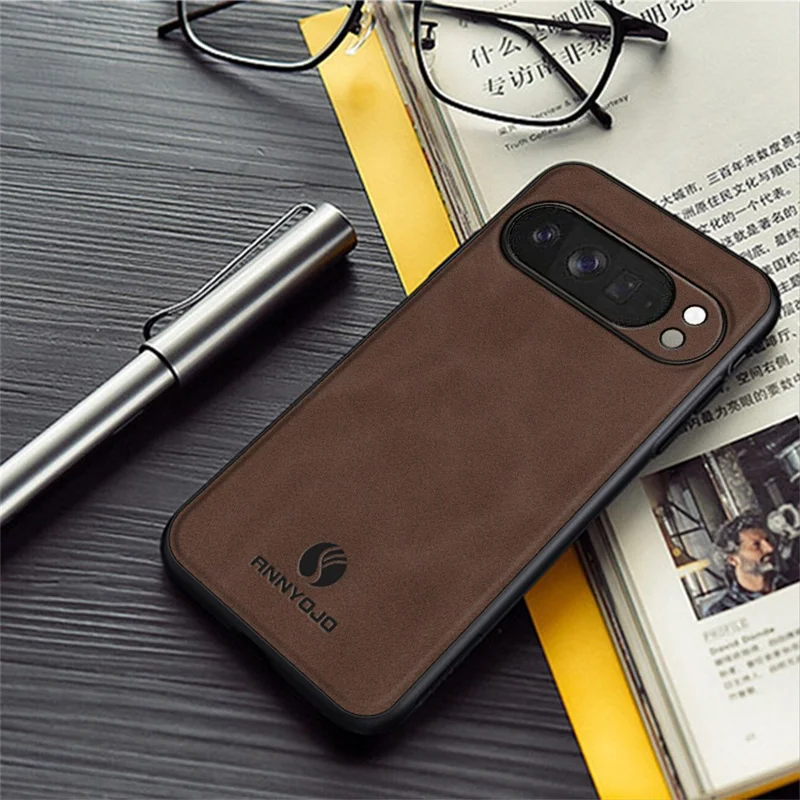 ANNYOJO For Google Pixel 10 Pro Case PU Leather + PC + TPU Anti Drop Phone Back Cover - Coffee