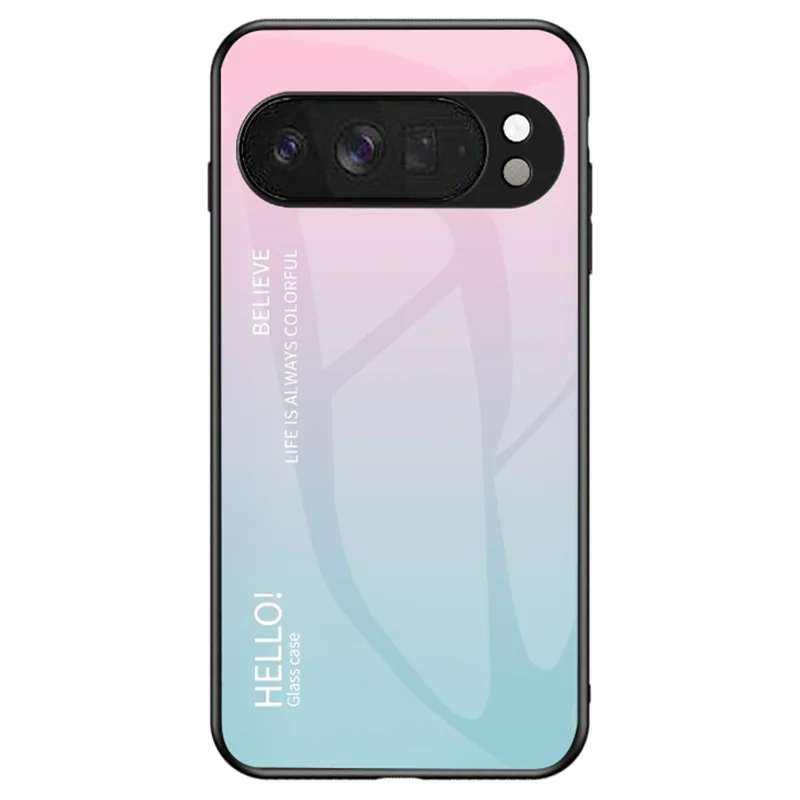 For Google Pixel 10 Pro XL Case Anti-Scratch Tempered Glass + PC + TPU Phone Cover - Gradient Pink Blue