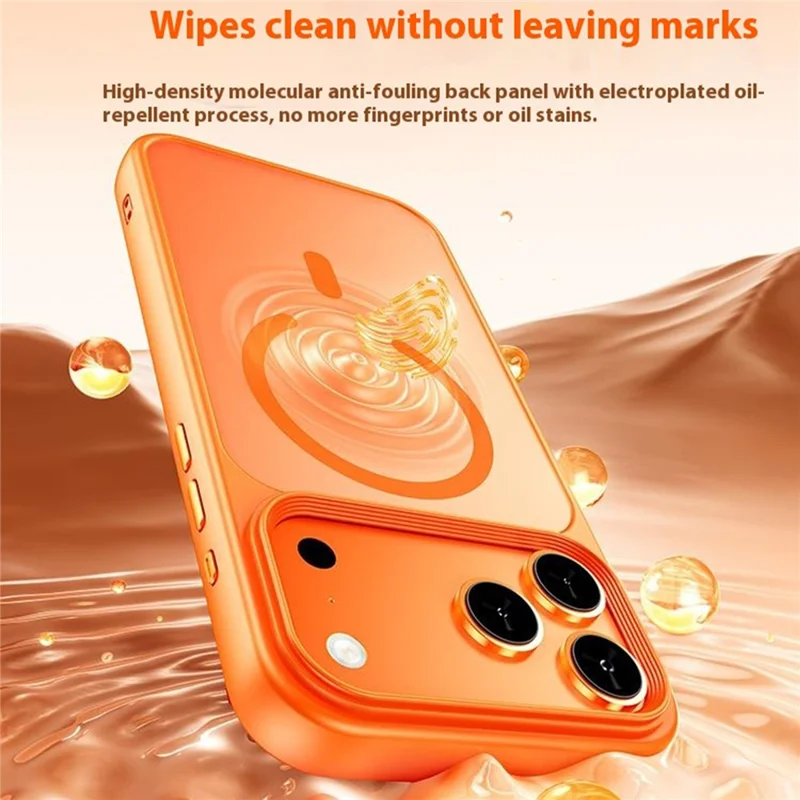 For iPhone 17 Pro Max Magnetic Case Skin-Feel Rubberized PC + TPU Phone Cover Compatible with MagSafe - Orange