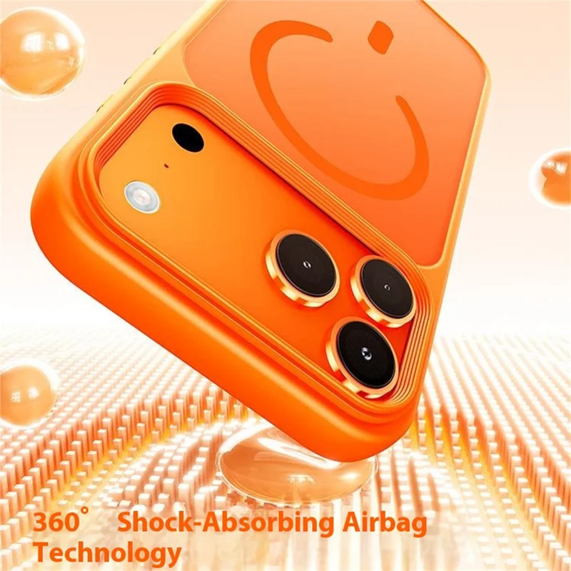 For iPhone 17 Pro Max Magnetic Case Skin-Feel Rubberized PC + TPU Phone Cover Compatible with MagSafe - Orange