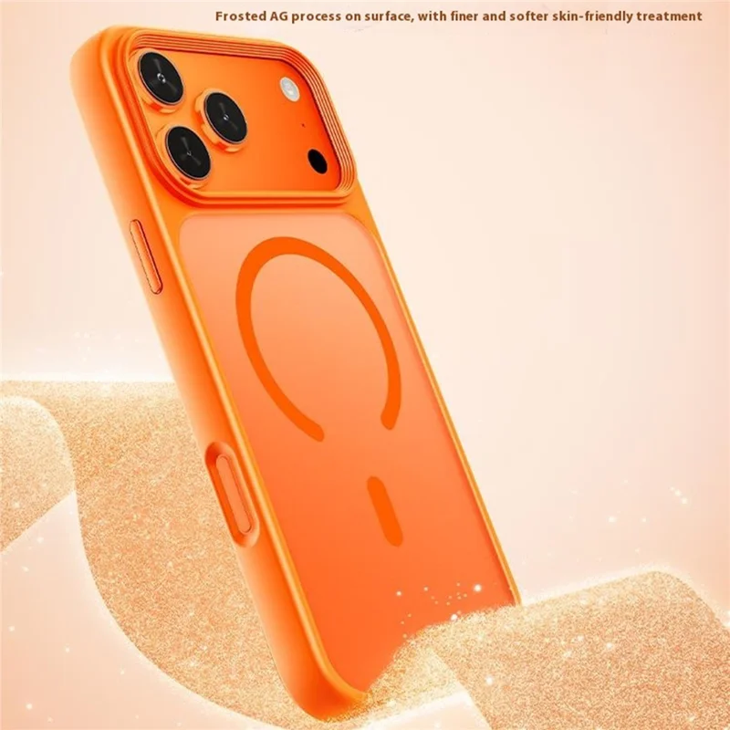 For iPhone 17 Pro Max Magnetic Case Skin-Feel Rubberized PC + TPU Phone Cover Compatible with MagSafe - Orange