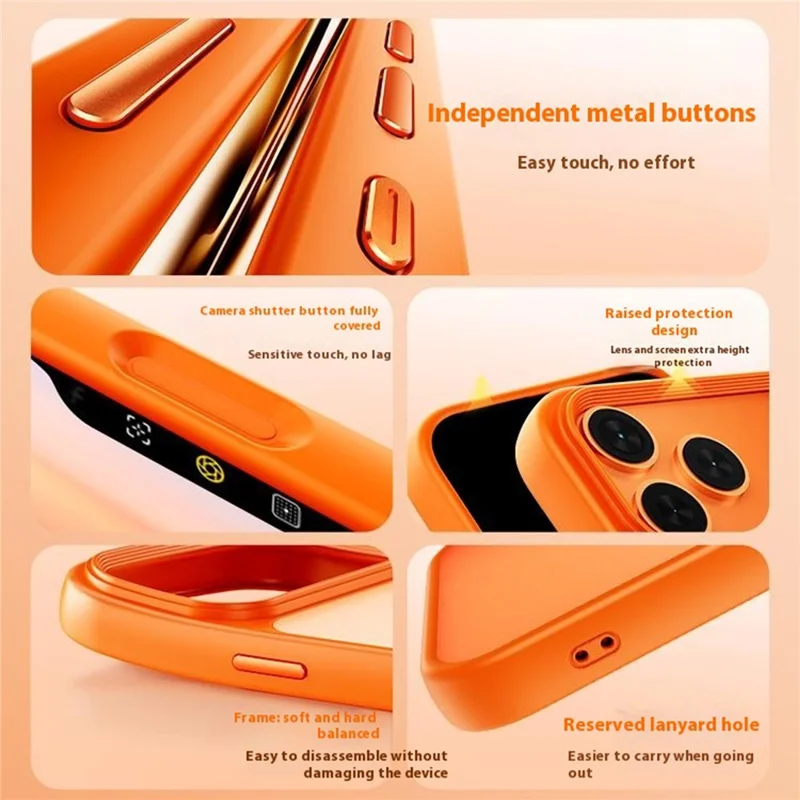 For iPhone 17 Pro Magnetic Case Skin-Feel Rubberized PC + TPU Phone Cover Compatible with MagSafe - Orange