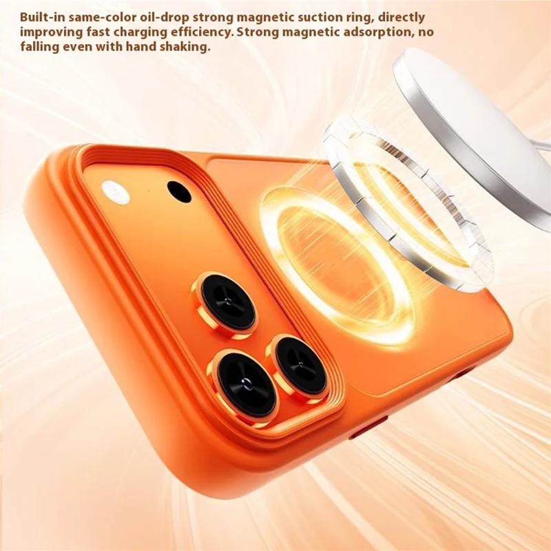 For iPhone 17 Pro Magnetic Case Skin-Feel Rubberized PC + TPU Phone Cover Compatible with MagSafe - Orange