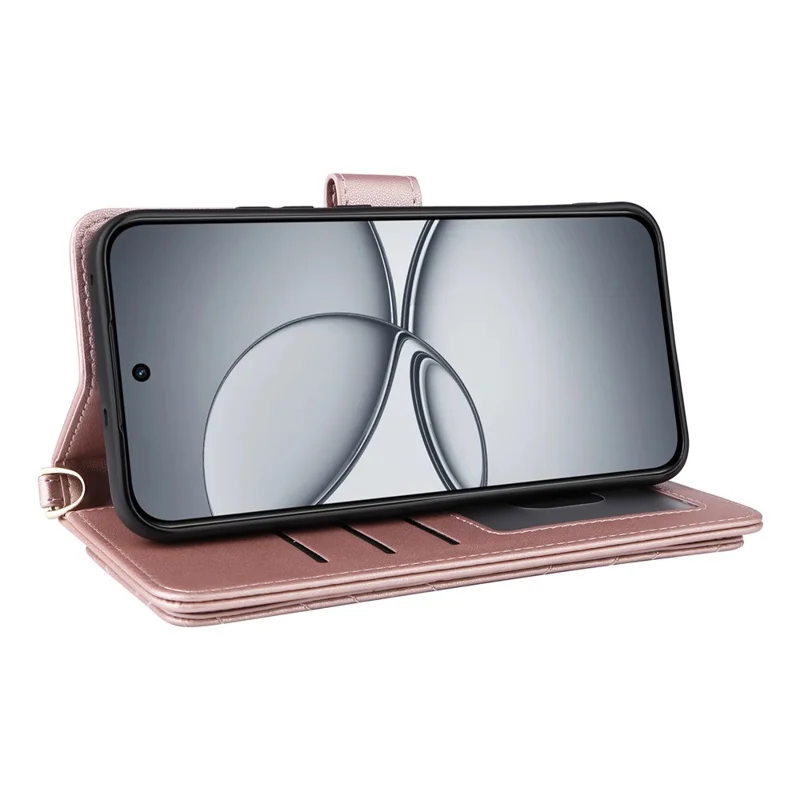 For Realme 15T 5G Case with Shoulder  /  Wrist Strap Leather Phone Cover Stand Wallet - Pink