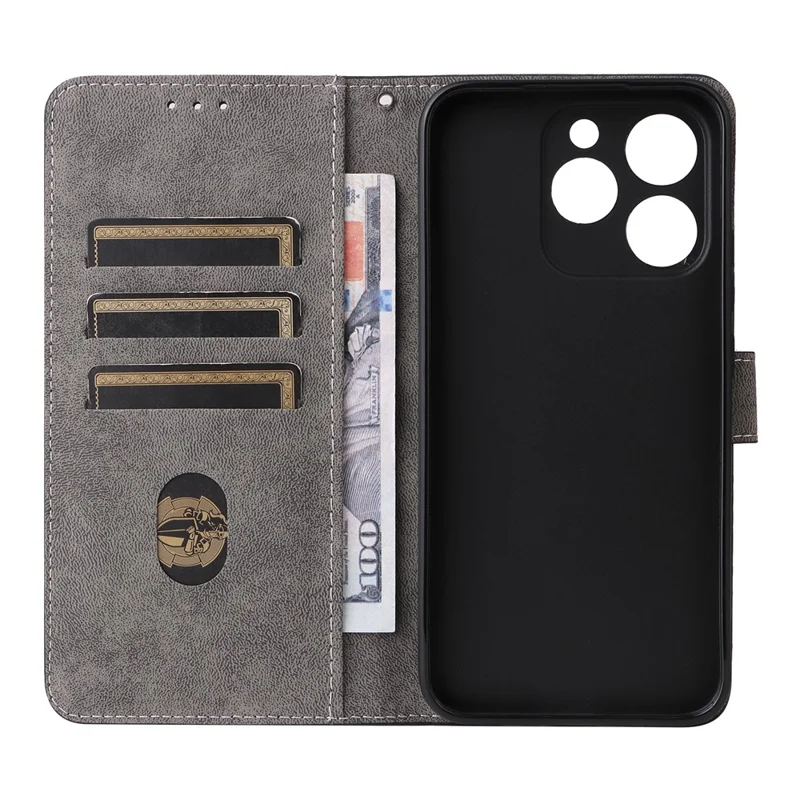 For Realme 15T 5G Case Wallet RFID Blocking PU Leather Phone Cover Stand with Strap - Black