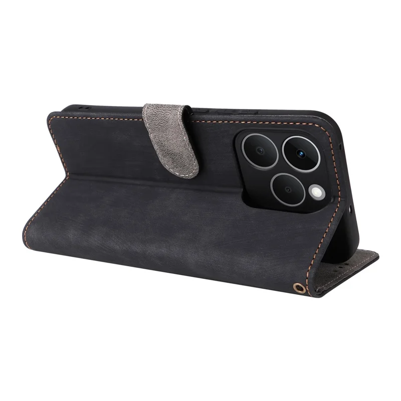For Realme 15T 5G Case Wallet RFID Blocking PU Leather Phone Cover Stand with Strap - Black