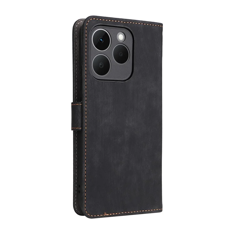 For Realme 15T 5G Case Wallet RFID Blocking PU Leather Phone Cover Stand with Strap - Black