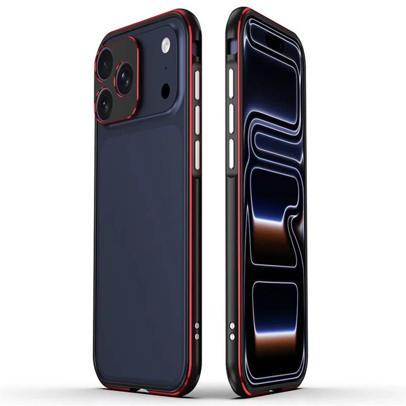 For iPhone 17 Pro Bumper Case No-Back Phone Frame Cover with Lens Protection - Black / Red